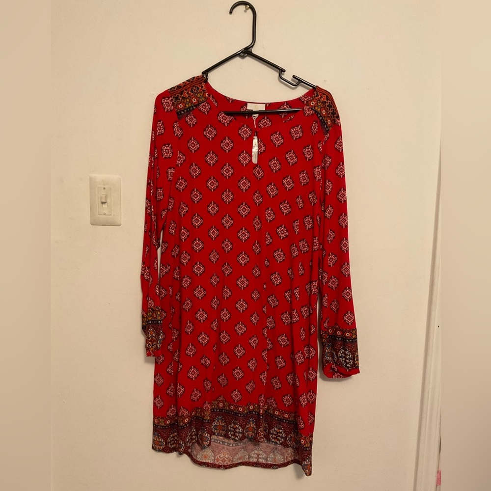 Red printed dress